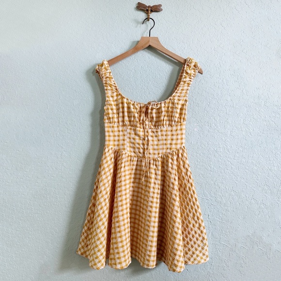 NWT•Cider•Yellow & White Gingham Mini Dress•Retro - Picture 12 of 12